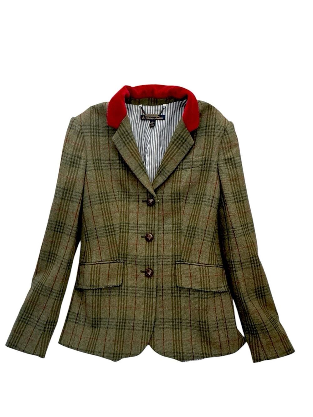 Brooks Brothers Women’s Wool Coat Blazer Tweed Suede Patch Preppy Riding Sz 2